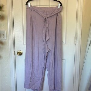Old Navy Purple Wide Leg Pants with Elegant Draping and tie belt